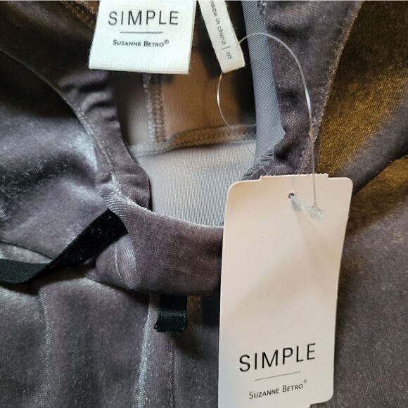 NWT Suzanne Betro Velour Drop Shoulder Hi-Lo Hooded Tunic Grey Small - Picture 4 of 6